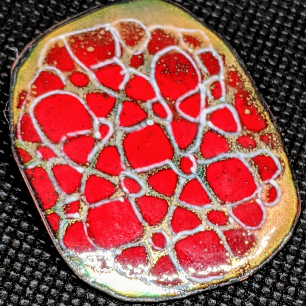 Handcrafted Enamel Brooch/ Pendant Red Floral